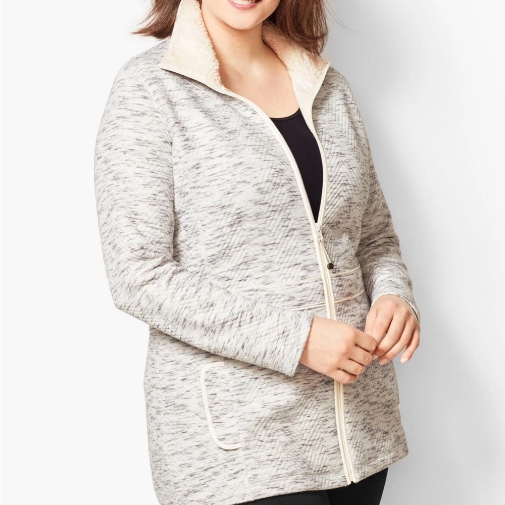 Talbots Gray Chevron Puffer Jacket - image 1